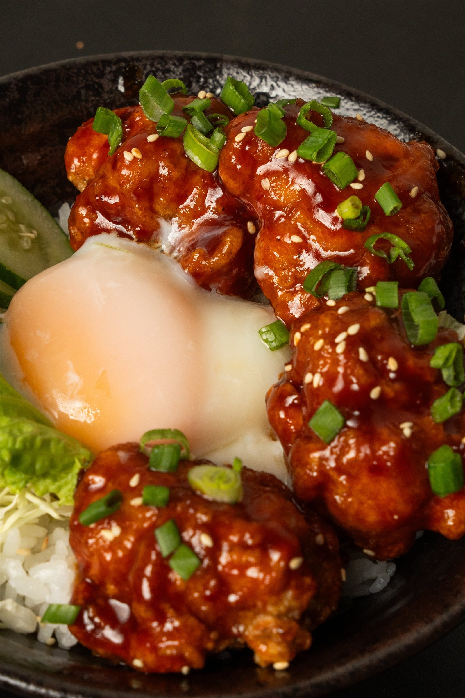 Yangnyeom karaage donburi with onsen egg at Ramen Mob