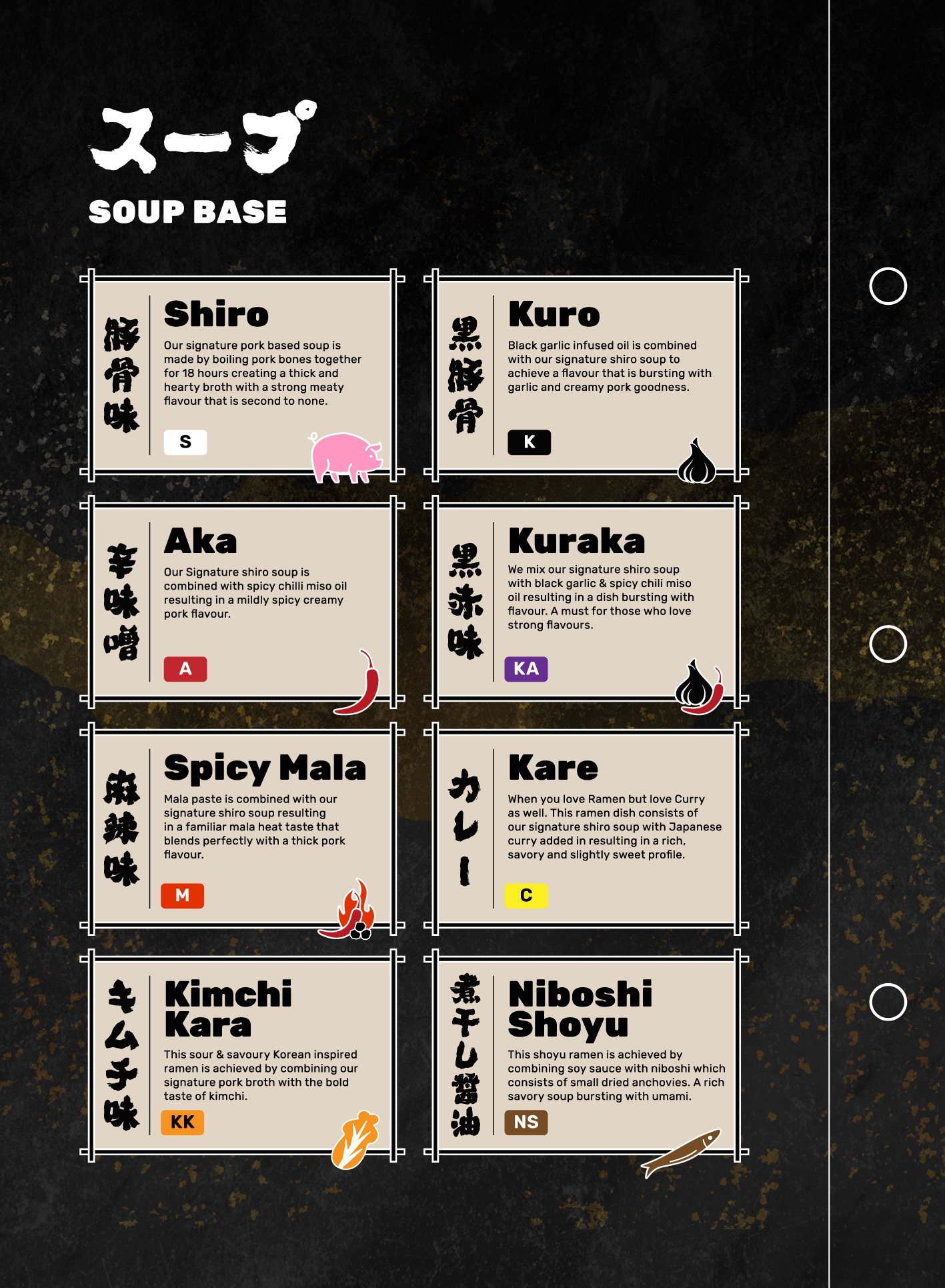 Ramen Mob menu — 8 soup bases