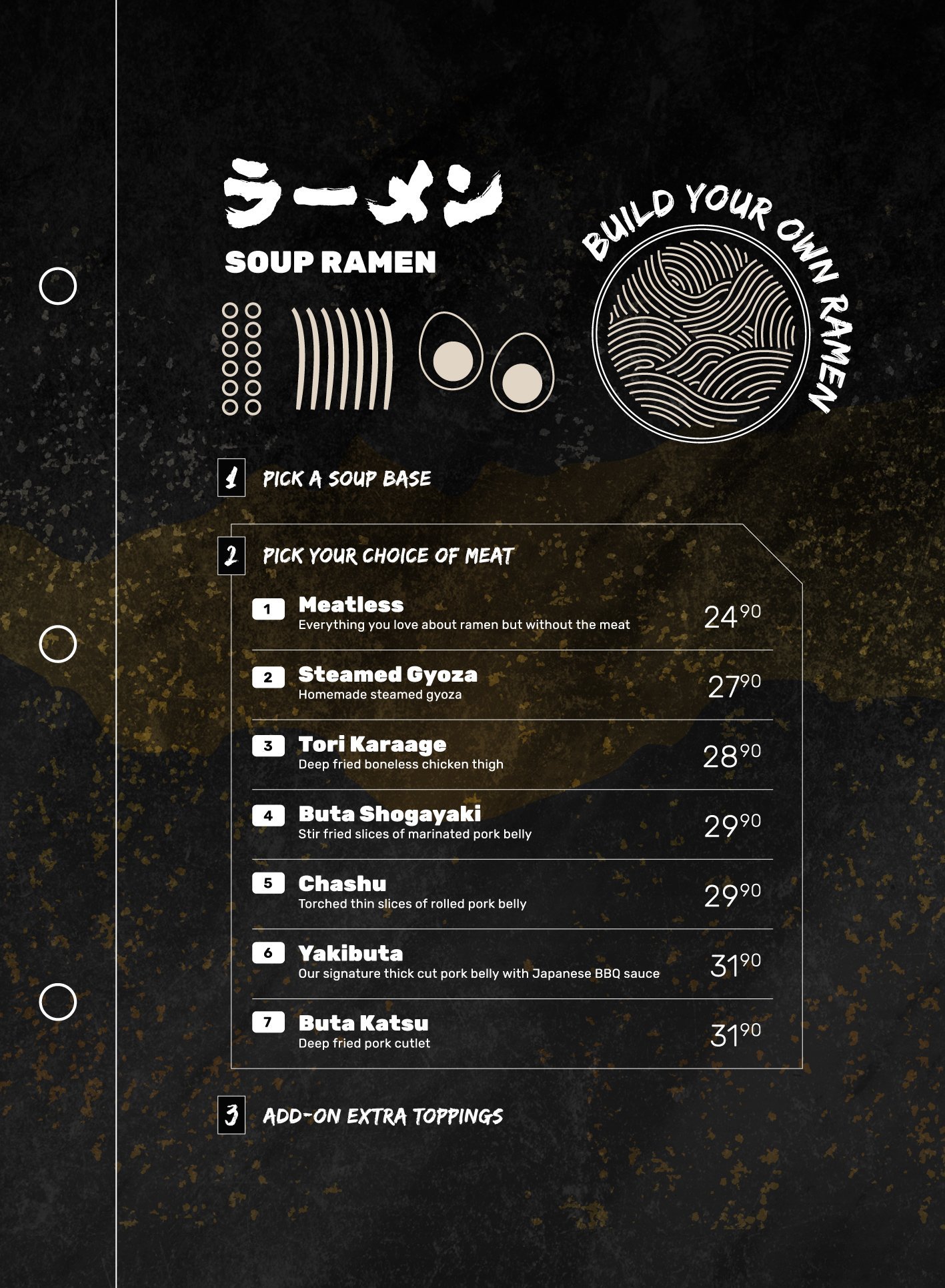 Ramen Mob menu — build your own soup ramen with prices