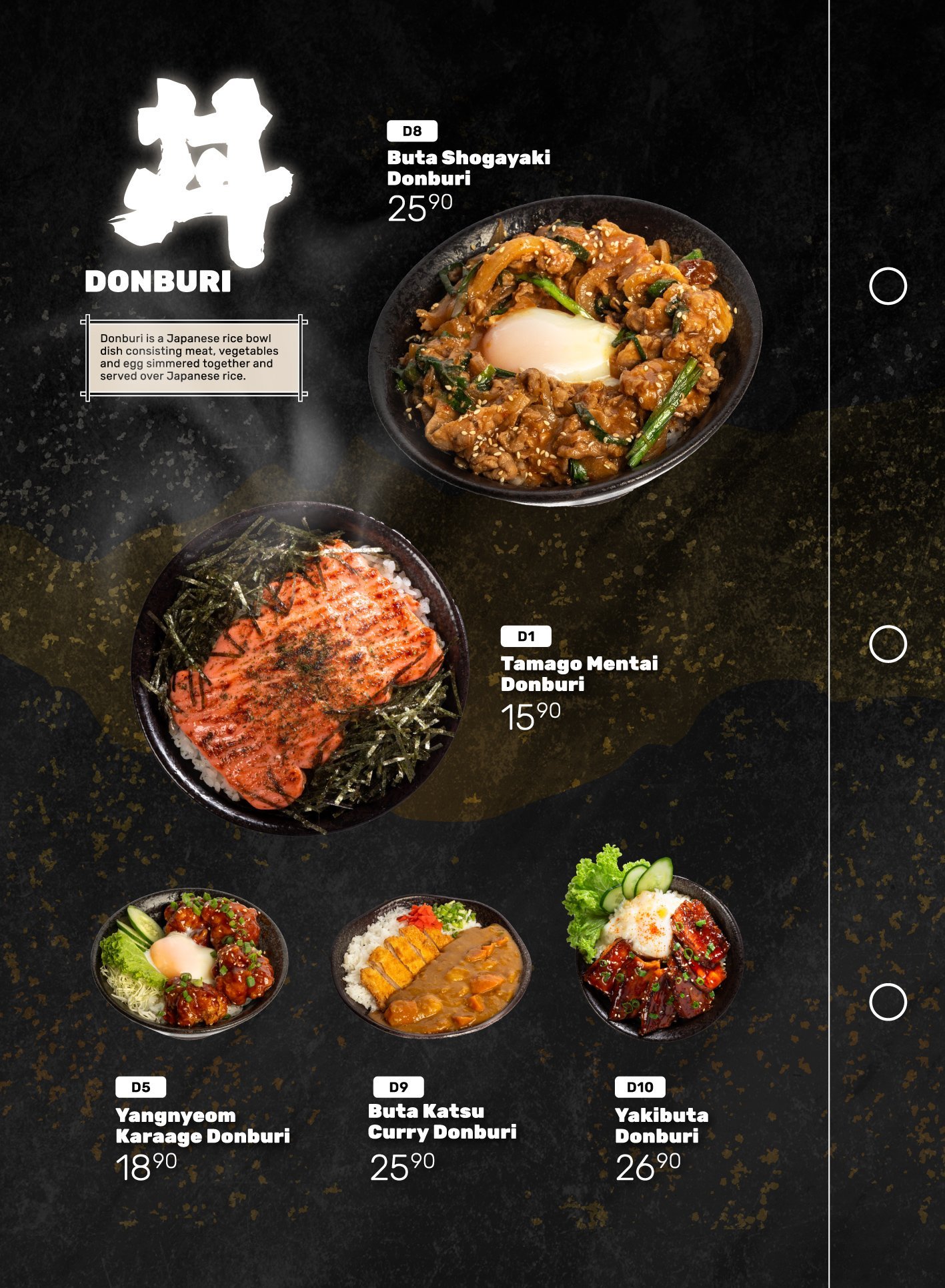 Ramen Mob menu — donburi highlights